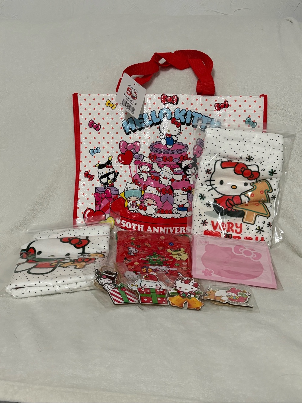 Hello Kitty Christmas Bundle #1 - Anniversary Tote, Ornaments, Towels & More